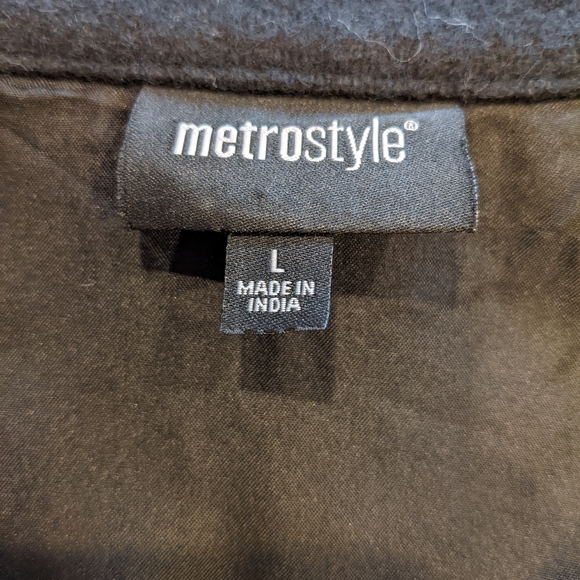 Metro Style wool black blue embroidered coat jacket with sequins Large - Picture 4 of 7